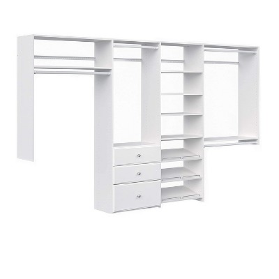 Easy Track PH45-WH Dual Tower Closet Storage Wall Mounted Wardrobe Organizer Kit System with Shelves and Drawers for Bedroom in White with Hardware