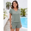 Women's Short Sleeve Pajama Set Two Piece Outfits for Women Lounge Sets Sleepwear Loungewear with Pockets - 3 of 4