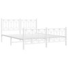 vidaXL Metal Bed Frame with Headboard/Footboard - Double Bed 59.1"x78.7" - Classic White Steel Mattress Support - 2 of 4
