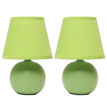 (Set of 2) 8.66" Petite Ceramic Orb Base Bedside Table Lamps with Matching Tapered Drum Shade - Creekwood Home
