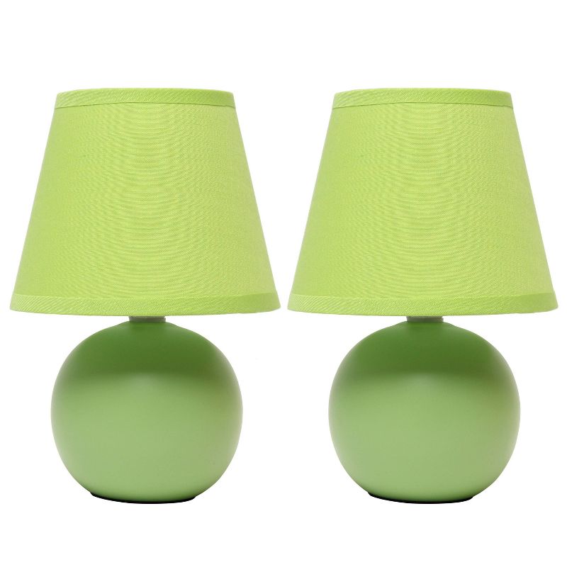 (Set of 2) 8.66" Petite Ceramic Orb Base Bedside Table Lamps with Matching Tapered Drum Shade - Creekwood Home, 1 of 10