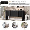 Vynxaria 63" Spacious Console Table with 4 Wavy Doors, 3 Tier Adjustable Shelf, Curved Edge Design, Sturdy Pine Frame - 4 of 4