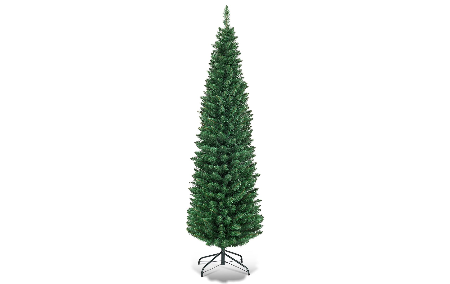 Costway 6Ft PVC Artificial Pencil Christmas Tree Slim Stand Green