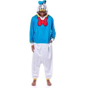 Seven Times Six Disney Donald Duck Union Suit Adult Kigurumi Hooded One Piece Pajama Multicolored - 1 of 4