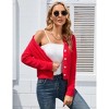 Coolmee Women's Furry Cropped Cardigan Long Sleeves Open Front V-Neck Button Down Casual Knit Sweater Coat - 2 of 4