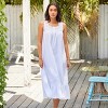 ADR Women's Cotton Nightgown, Sleeveless Lace Trimmed Button Up Long Vintage Night Dress Gown - 2 of 4