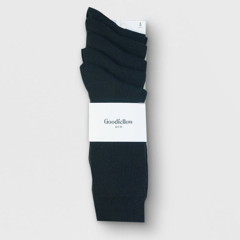 Men&#39;s Flat Knit Dress Socks 5pk - Goodfellow &#38; Co&#8482; Black 7-12, 3 of 4