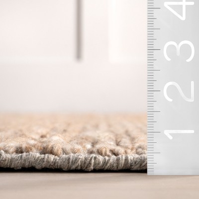 Tan Braided Handmade Wool Runner Rug, 2' x 8'