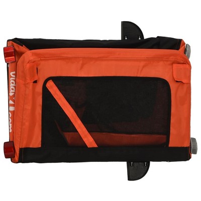 Orange and Black Oxford Fabric Pet Bike Trailer with Iron Frame