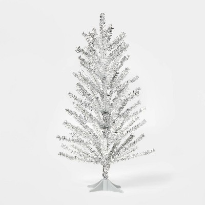 2ft Unlit Tinsel Christmas Tree Shiny Silver - Wondershop™