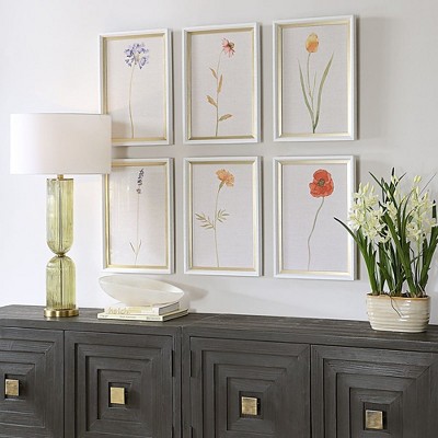 Grace Feyock White Wood Grain Veneer Framed Floral Prints Set