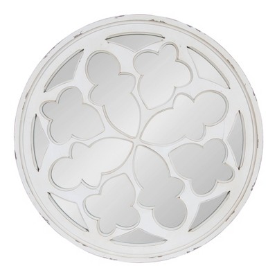 35.5" Holland Overlayed Round Wall Mirror White - Kate and Laurel