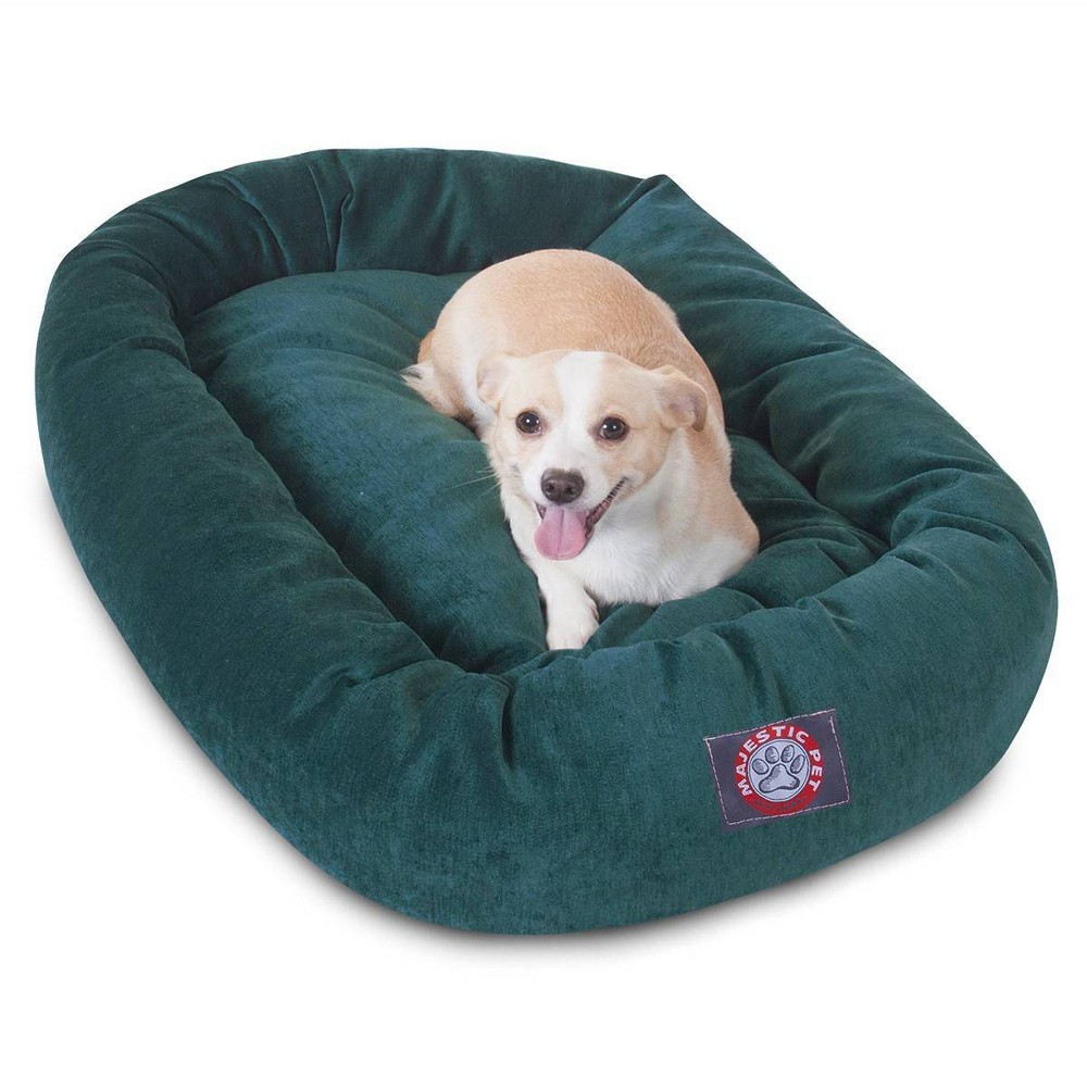 Photos - Bed & Furniture Majestic Pet Villa Collection Micro-Velvet Bagel Dog Bed - Marine Green  
