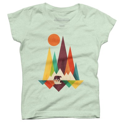 Girl's Design By Humans Mountain Bear By radiomode T-Shirt