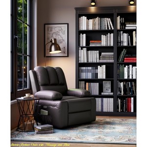 Living Room Electric Recliner Chair w/ Massage and Heat, Faux Leather Swivel Rocking Recliner for Adults w/ Remote Control, Cup Holders, Lounge Chair - 1 of 4
