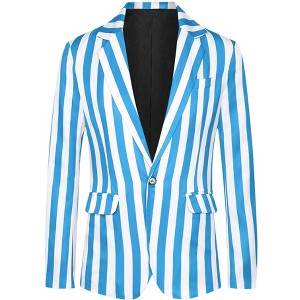 INSPIRE CHIC Men's One Button Business Stripes Patterned Blazers - 1 of 4