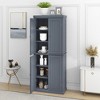 PDTEND 72.4" Minimalist Freestanding Kitchen Pantry Storage Cabinet with 4 Doors and Adjustable Shelves - Gray - 4 of 4