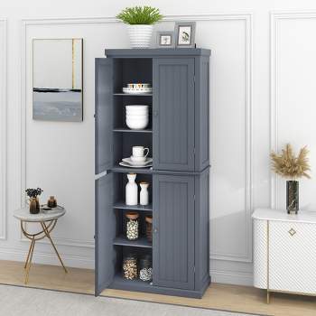 Costway 73.5''Double Door Tall Pantry Cabinet Freestanding Versatile  Storage Organizer White