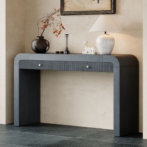 NicBex Rustic Console Table with Storage Drawers,Entryway Table with Curved Corners & Thick Legs,Fluted Foyer Tables for Entryway,Living Room - 1 of 4
