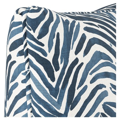 Blue Zebra Print Linen and Cotton Throw Pillow