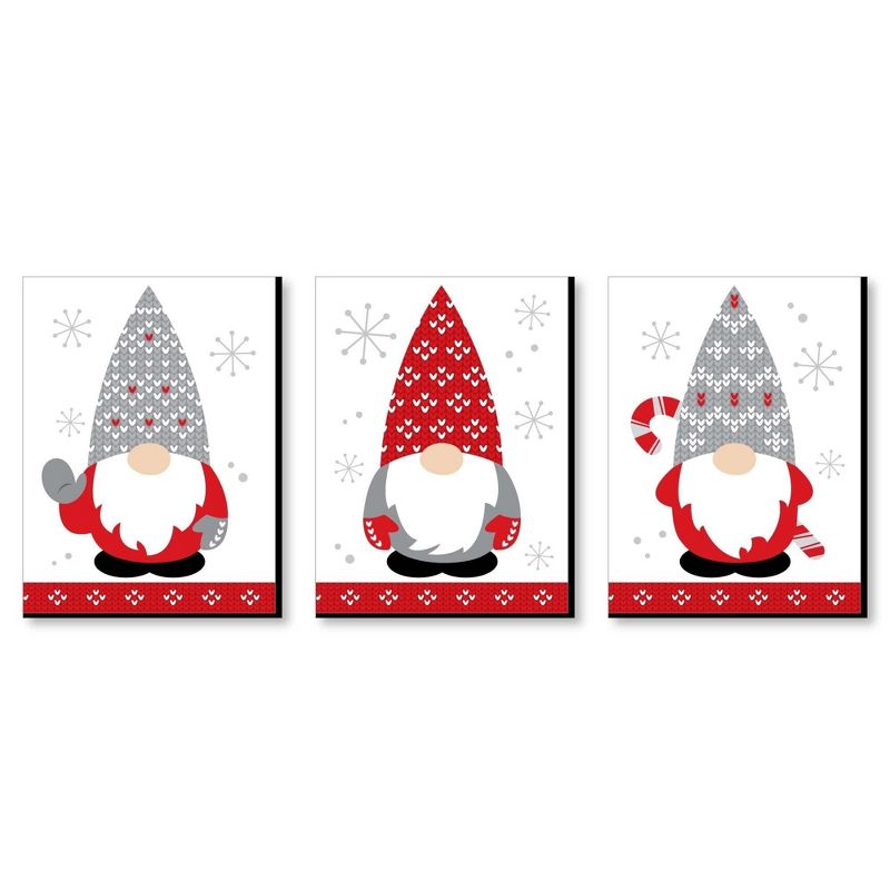 Big Dot of Happiness Christmas Gnomes - Holiday Wall Art Room Decor - 7.5 x 10 inches - Set of 3 Prints, 1 of 9