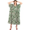 LA LEELA Women's Summer Loungewear Plus Size Slit Dress Caftan Long Muumuu Nightgown for Women 2X-3X Green_E364 - 4 of 4