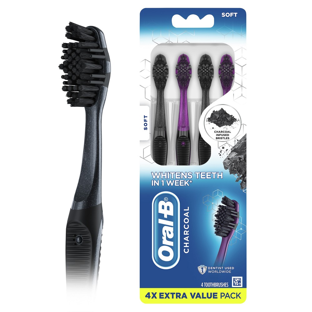 Photos - Electric Toothbrush Oral-B Charcoal Toothbrush, Soft - 4ct 