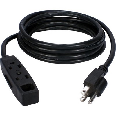 QVS 3-Pack 3-Outlet 3-Prong 10ft Power Extension Cord - NEMA 5-15P - 3 x NEMA 5-15R - 10 ft Cord - 13 A Current - 125 V AC Voltage - 1625 W