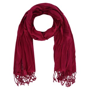 CTM Women's Solid Color Crinkle Tassel Scarf - 1 of 4