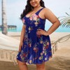 Swimsuits for Women Floral One Piece Swimsuits Tank Swim Dress U Neck Flowy Swimsuits Floral Bathing Dress - 4 of 4