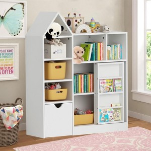 43.7" Tall Kids Bookshelf with Storage, Toy Organizer, Kids Bookshelf with Storage Cubby, Children's Toy Shelf, Storage Chest for Playroom, Bedroom - 1 of 4