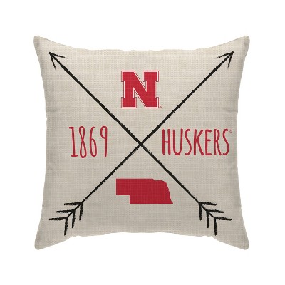 NCAA Nebraska Cornhuskers Cross Arrow Decorative Throw Pillow