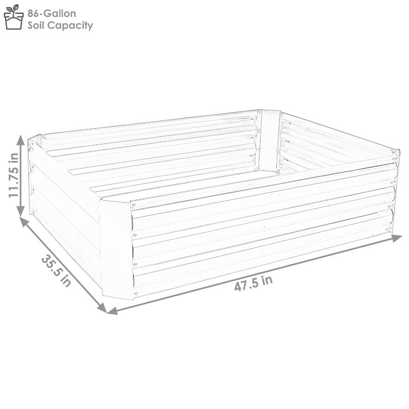 Sunnydaze Raised Corrugated Galvanized Steel Rectangle Garden Bed for Plants, Vegetables, and Flowers - 47" W x 11.75" H, 3 of 10