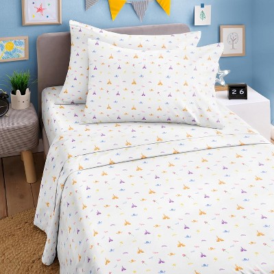 Kids 4 Piece Bed Sheet Set - Cute & Cozy Wrinkle-Resistant with Vibrant Designs - CGK Linens.