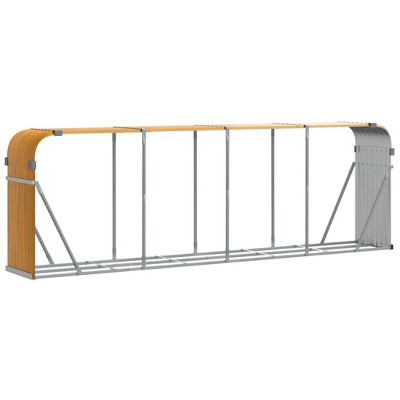 vidaXL Log Holder Light Brown 118.1"x17.7"x39.4" Galvanized Steel