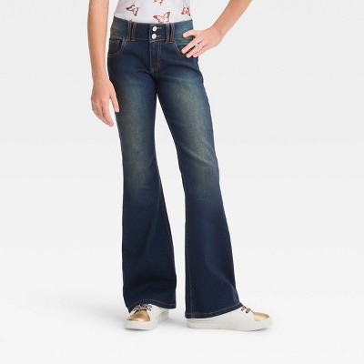 Girls' Mid-Rise Wide Leg Jeans - art class™ Light Wash 12