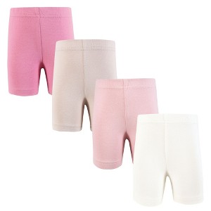 Hudson Baby Infant Girls Shorts Bottoms 4-Pack, Cream Wild Rose - 1 of 4