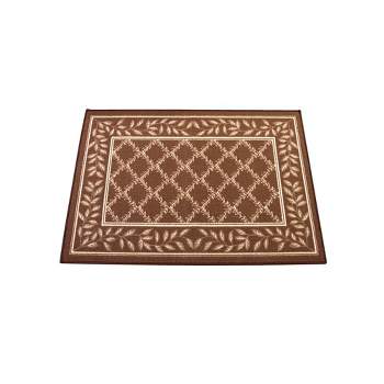 Collections Etc Two-Tone Lattice Rug with Leaf Border with Skid-Resistant Backing, Home Decor and Floor Protection