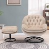 33.78" Tall Upholstered Lazy Chair With Ottoman, Metal Legs And Frame Modern Lounge Accent Chair, Soft Velvet Leisure Sofa Chair - 3 of 4