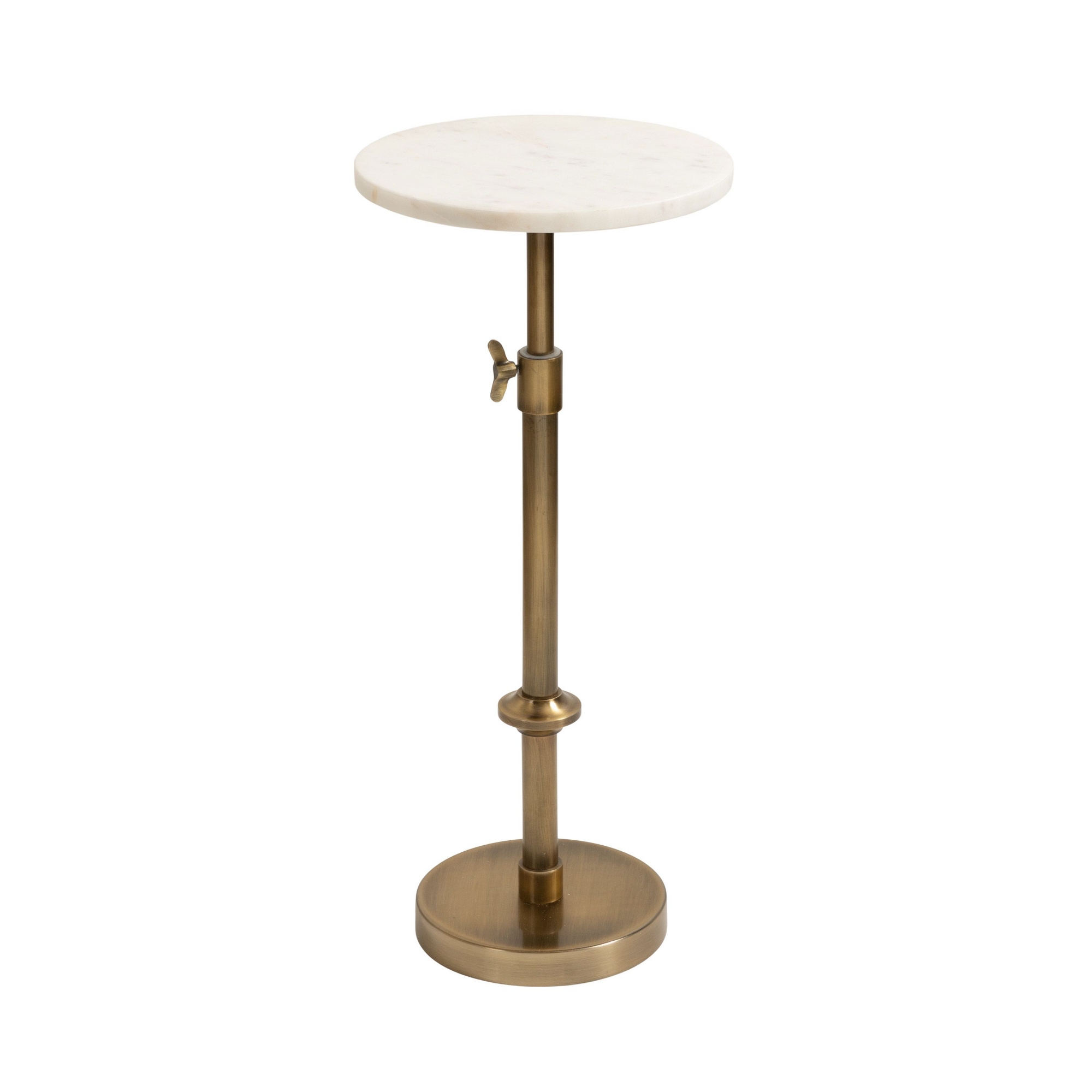 Kate and Laurel Engles Adjustable Marble Table and Plant Stand, 10x10x22, Gold
