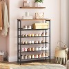 MaseiKar Industrial Shoe Rack, 6-Tier Shoe Shelf, Storage Organizer Unit with 5 Mesh Shelves, Wood Look Accent Furniture for Entryway, Living Room - 2 of 4