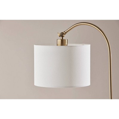 Meredith 59" White Fabric Shade Arc Floor Lamp with 3-Way Switch