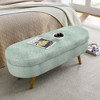 CAVINAS Storage Bench Oval Linen Ottoman with Storage with Rubber Wood Legs - 2 of 4