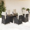 vidaXL Patio Dining Set with Cushions Table and Chair Furniture Poly Rattan - Black and Cream Glass 6 Piece - 2 of 4