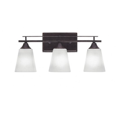 Toltec Lighting Uptowne 3 - Light Vanity in  Dark Granite with 4.5" Square White Muslin Shade
