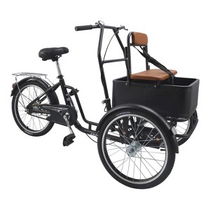 Topteng 20" Tricycle Shopping Three Wheel Bike with Children Seat & Basket - 1 of 4