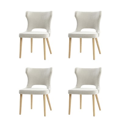 Leticia Mid-century Modern Wingback Dining Chair with Solid Wood Legs Set of 4|ARTFUL LIVING DESIGN