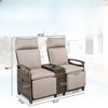 VisioGear Patio Recliner Loveseat Chair, Outdoor Lounge Chair Set with Armrests and Built-in Storage Table for Balcony, Gray, 53.3"*23.6"*46.1" - 3 of 4