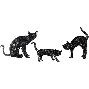 Northlight Set of 3 LED Lighted Black Cat Family Outdoor Halloween Decorations 27.5" - 1 of 4