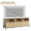 Rattan TV Stand for TVs up to 75'', Entainment Center with Open Shelf & 3 Drawers, Mid Century Modern Entertainment Center - 2 of 4